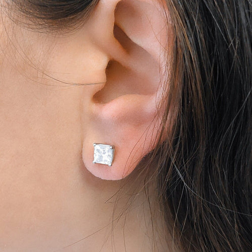 2 carat Princess Cut Diamond Stud Earrings