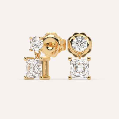 2 carat Princess Diamond Drop Earrings