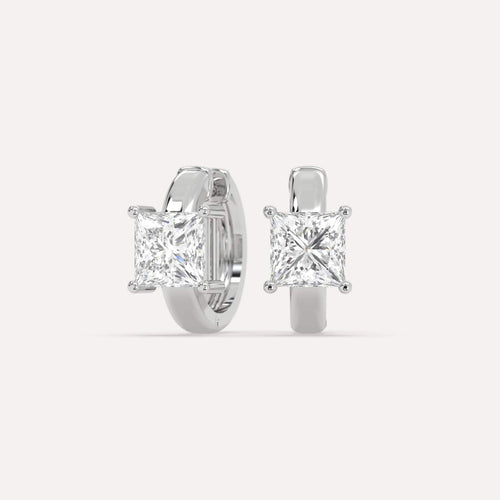 2 carat Princess Diamond Hoop Earrings
