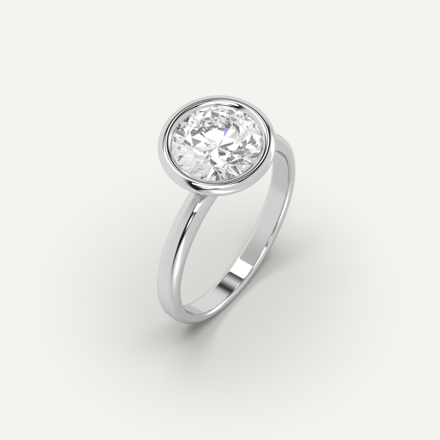 2 carat Round Cut Engagement Ring in 14k White Gold