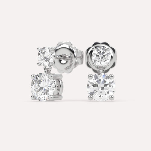 2 carat Round Diamond Drop Earrings