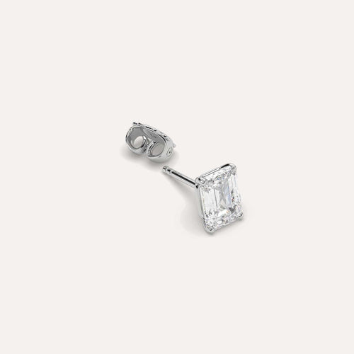 2 carat Single Emerald Diamond Stud Earring