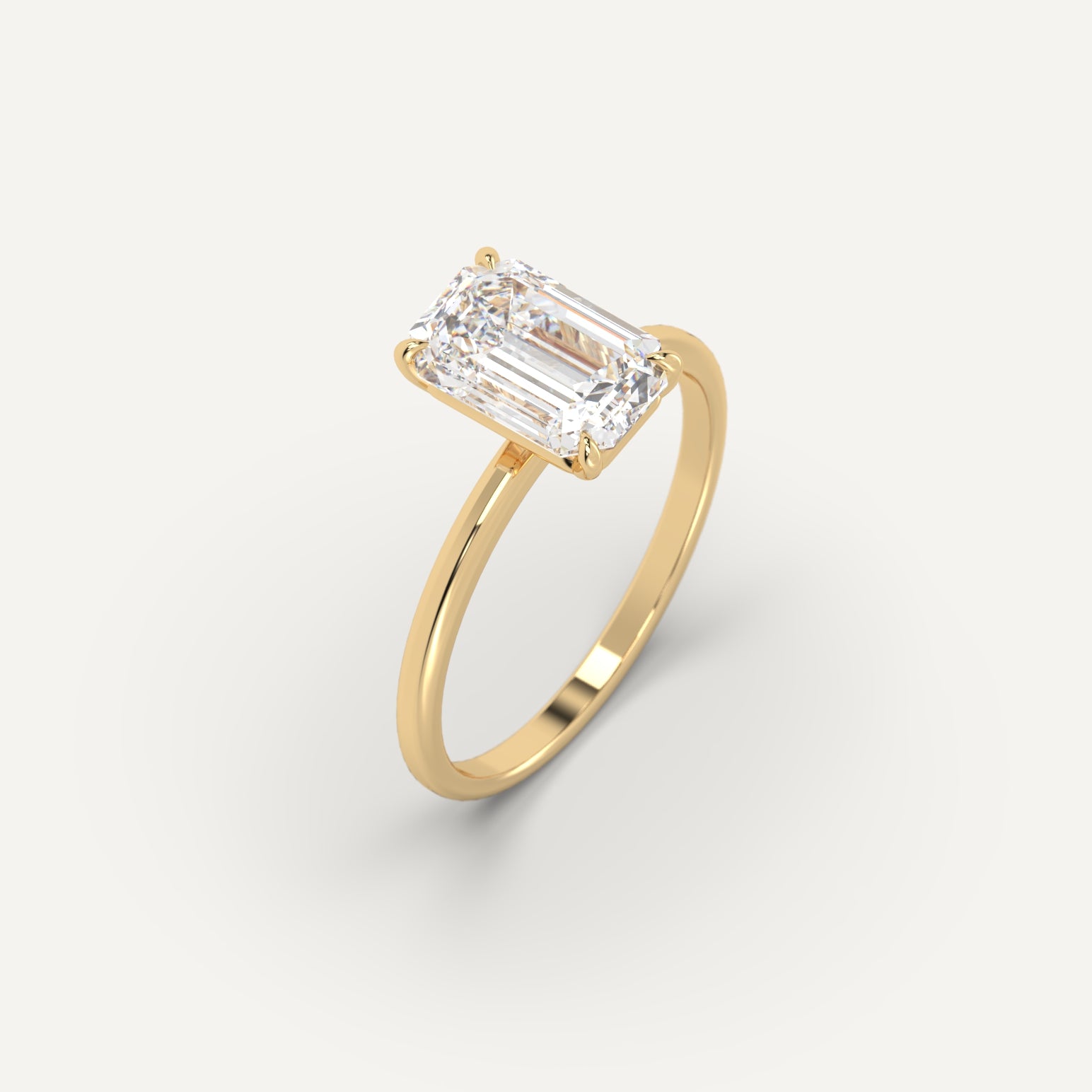 3 carat Emerald Cut Engagement Ring in 14k Yellow Gold