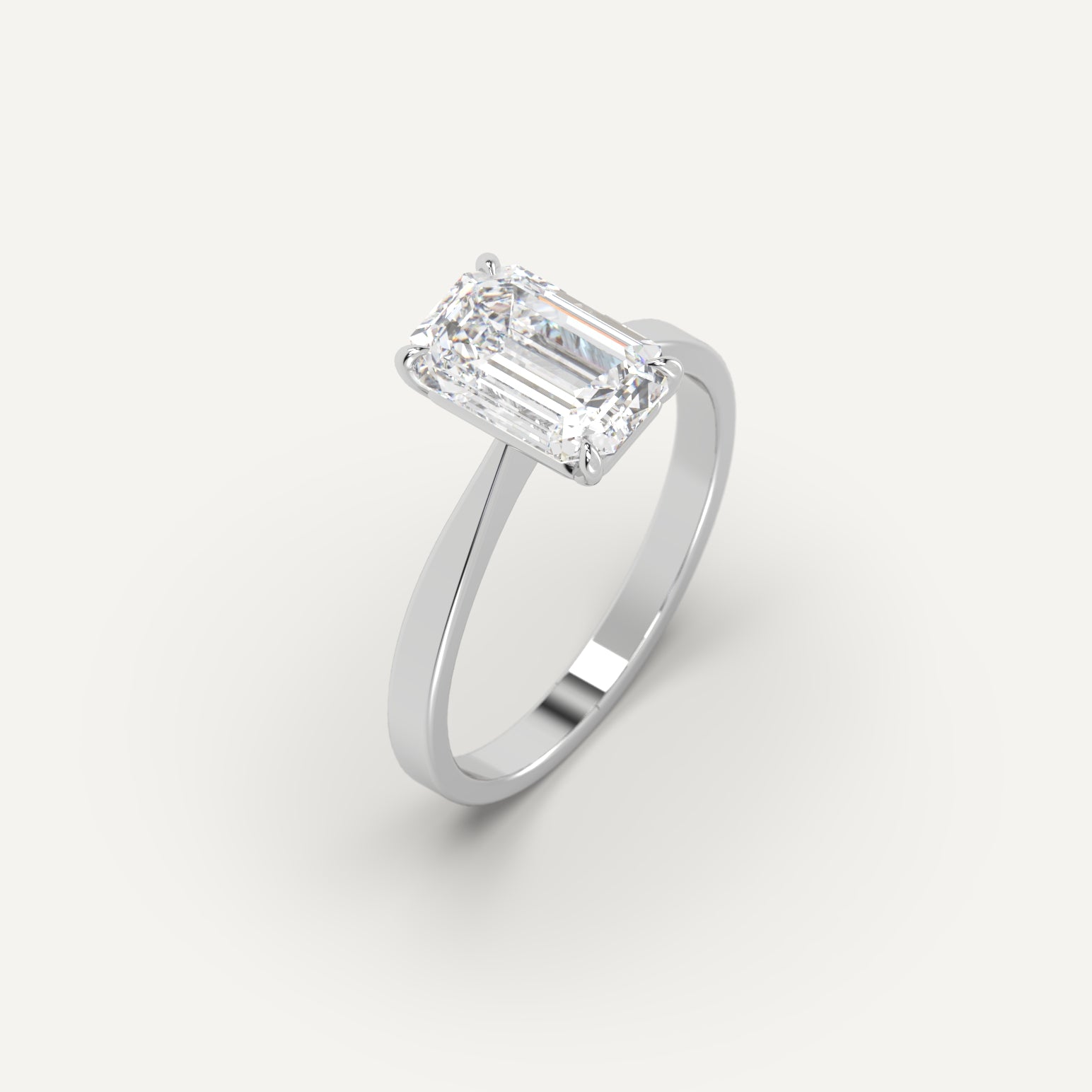 4 carat Emerald Cut Engagement Ring in 14k White Gold