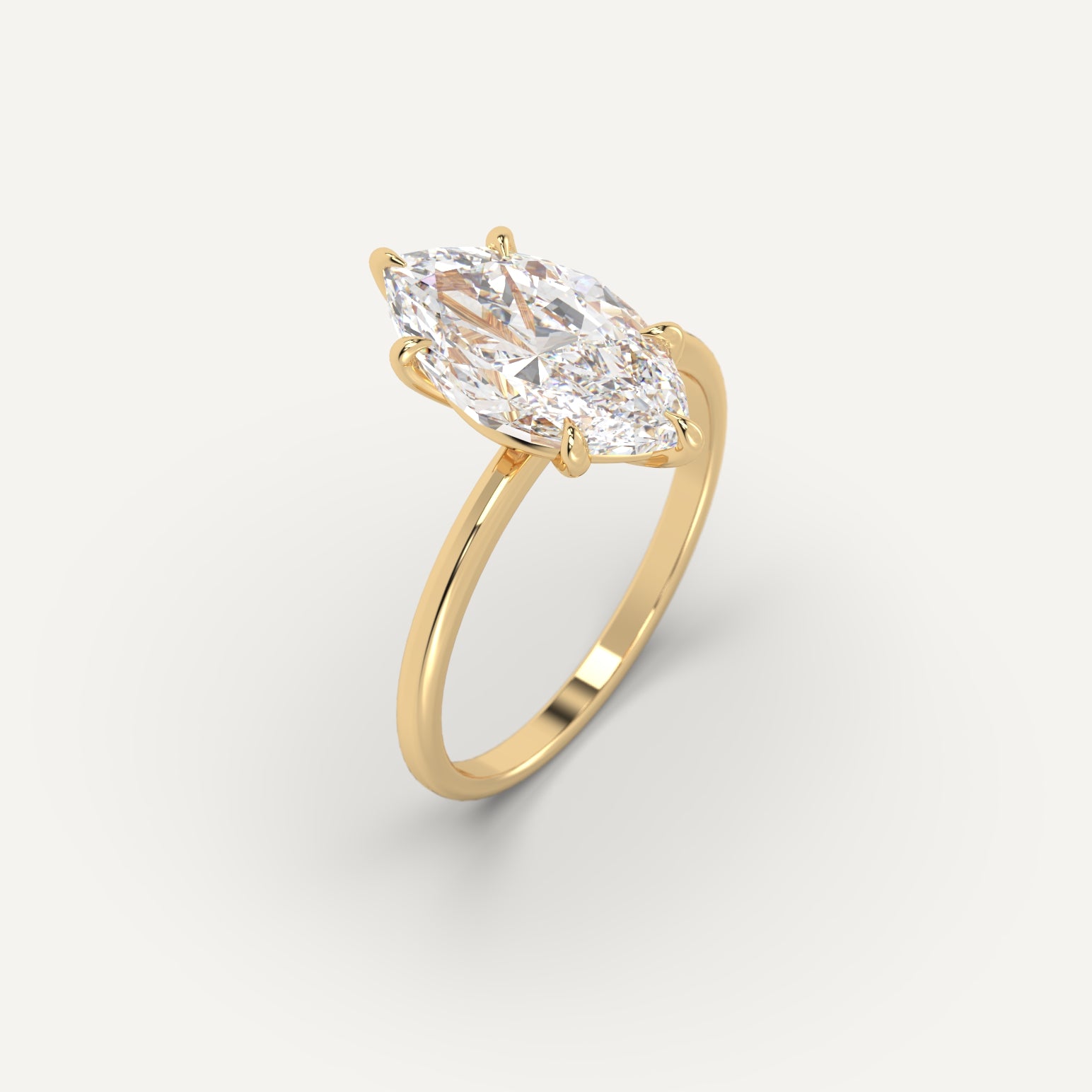 4 carat Marquise Cut Engagement Ring in 14k Yellow Gold