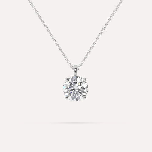 3 carat Round Diamond Pendant Necklace