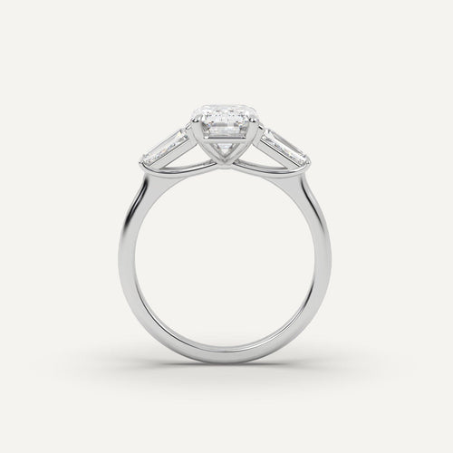 3-Stone Emerald Cut Diamond Ring Setting