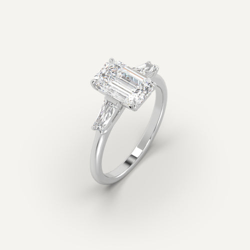 3-Stone Emerald Cut Diamond Ring Setting