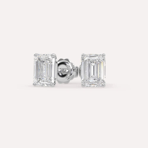 4 carat Emerald Diamond Stud Earrings