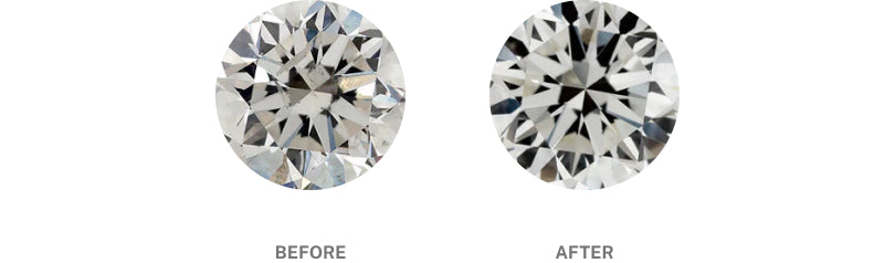 Clarity enhancement diamond treatment - before and after