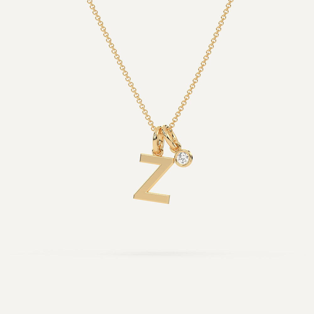 Letter Z Necklace Gold Diamond