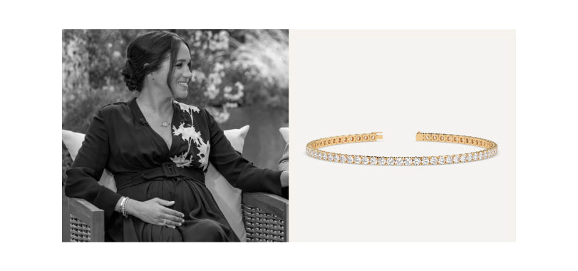 Megan Markle Wearing Yellow Gold Diamond Tennis Bracelet