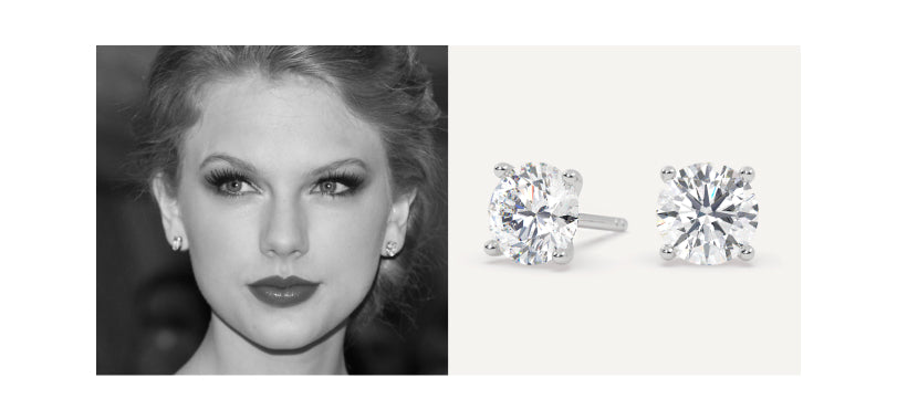 Taylor Swift Wearing White Gold Diamond Stud Earrings