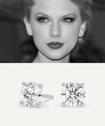 White Gold Stud Earrings Worn By Taylor Swift