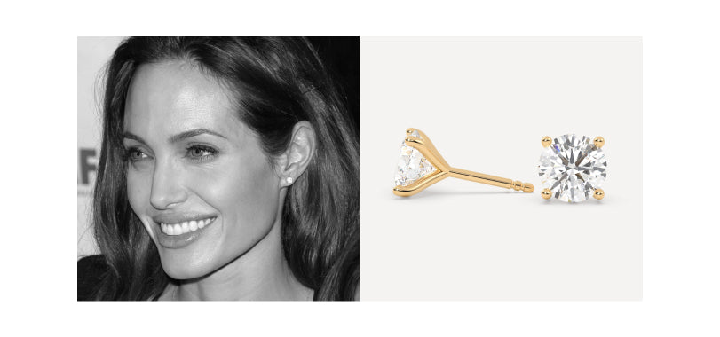 4-Prong Diamond Stud Earrings On Angelina Jolie