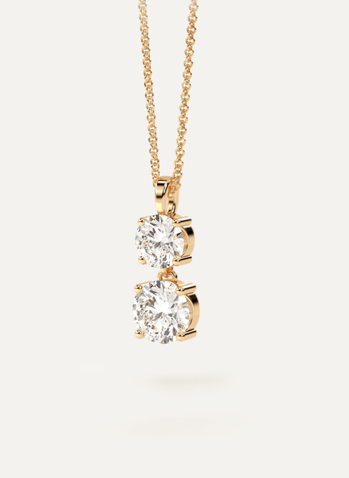 Duo Diamond Drop Pendant Necklace