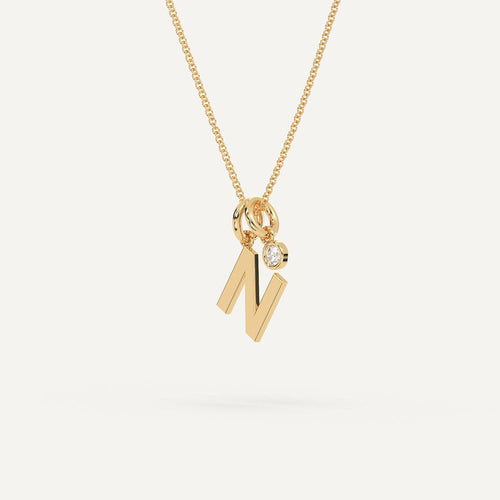 Golden [N] Alphabet Pendant With chain For Girls And Women