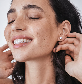 Woman Wearing 1 carat Diamond Stud Earrings