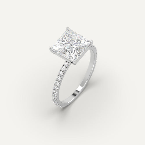 Pave Princess Cut Diamond Ring Setting