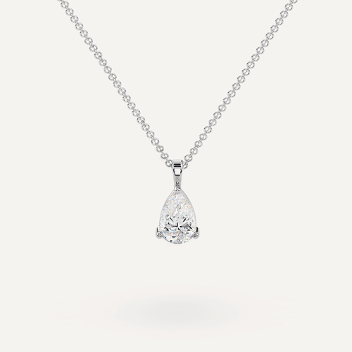 Single Pear Diamond Necklace