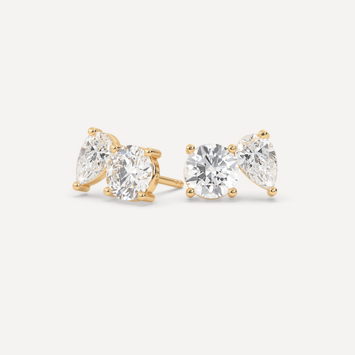 Yellow Gold Toi Et Moi Diamond Earrings