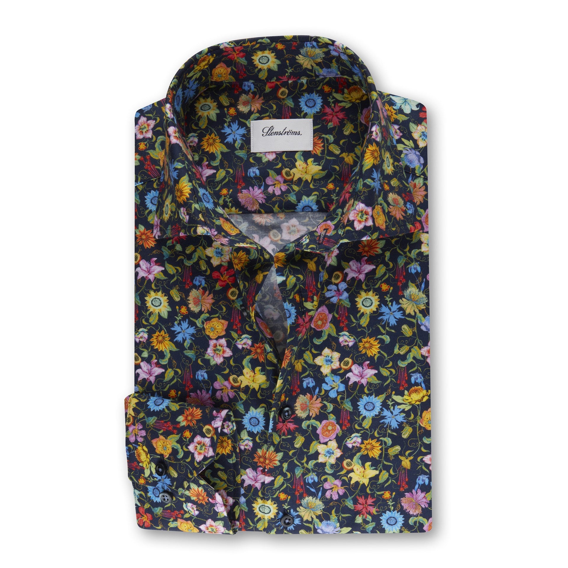 ID70518 Stenstroms Navy Floral Shirt | Zebra Menswear