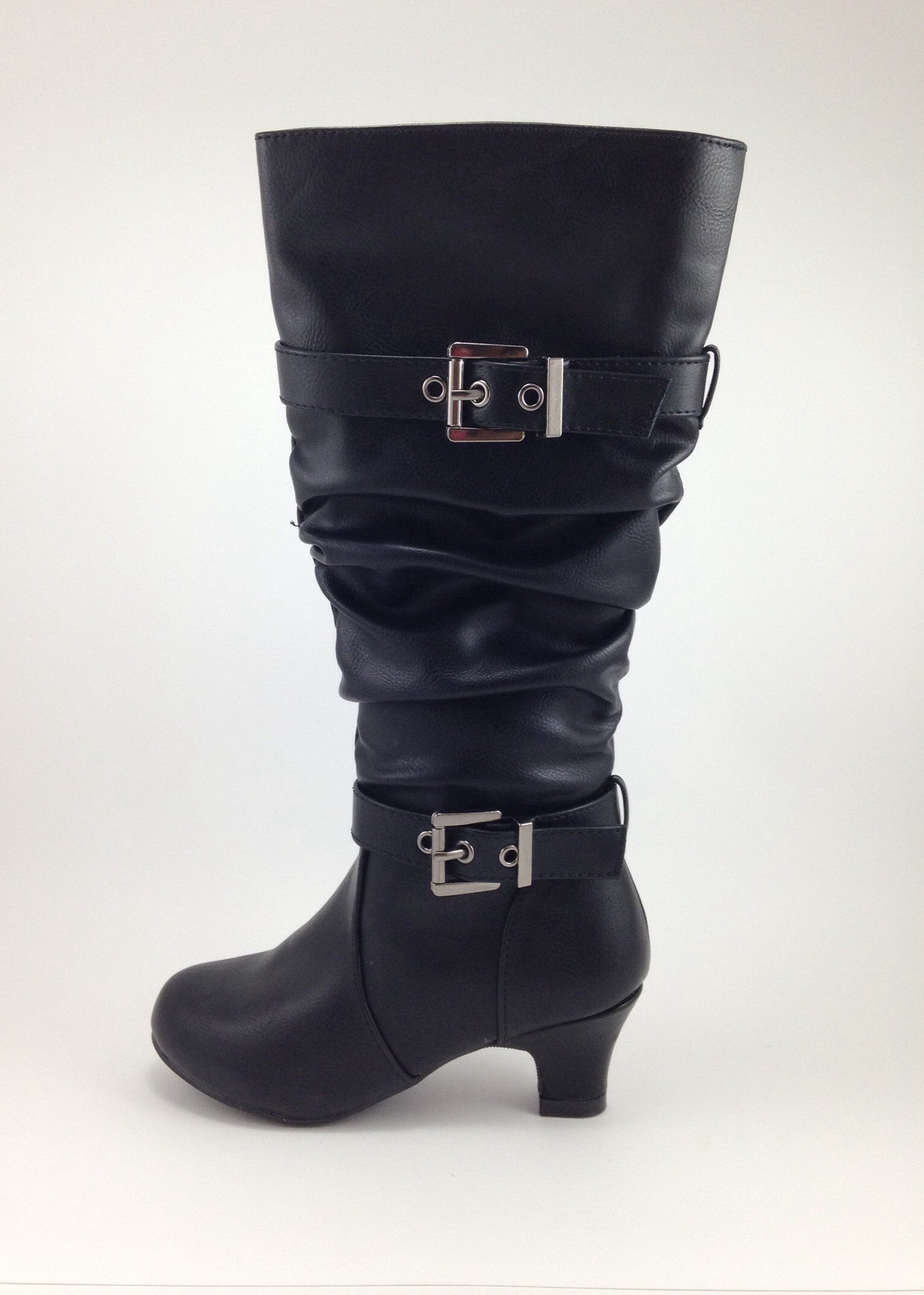 Girls Tall Black Heel Boots 