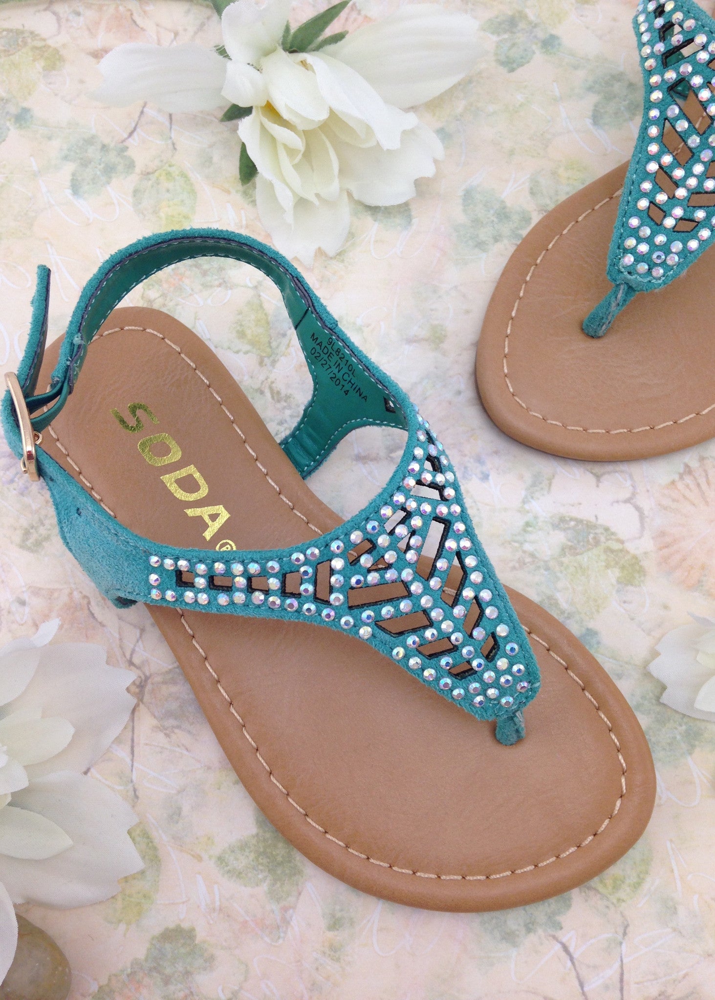 ladies teal sandals