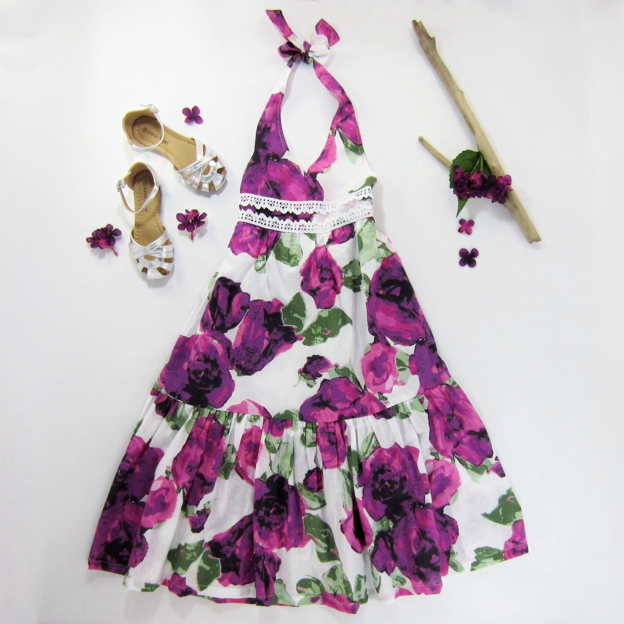 Girls Purple Floral Maxi Dress