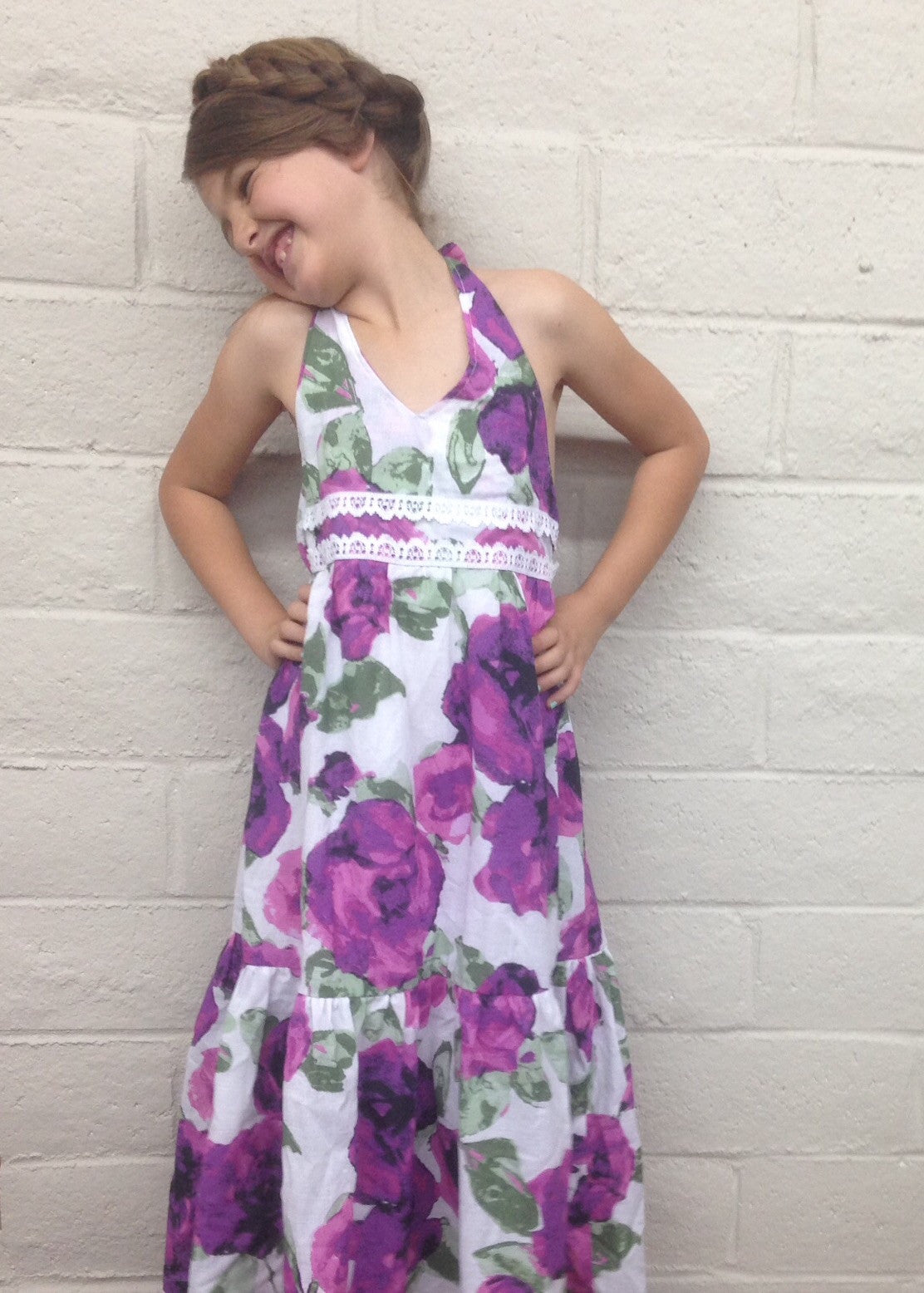 girls purple floral dress