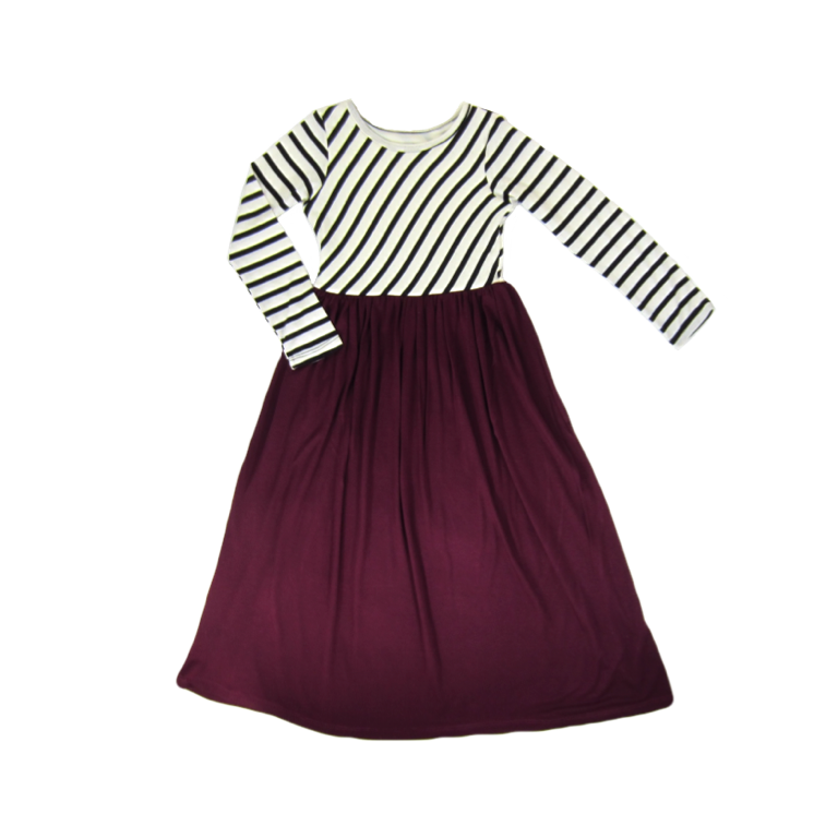 maroon striped dress