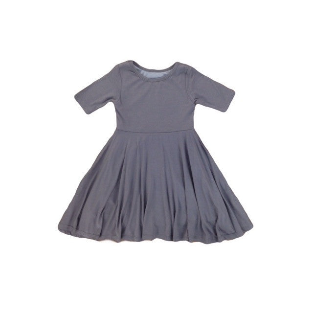 Girls Clothes | Girls Grey Twirl Dress | Liberty Lark - Liberty Lark LLC