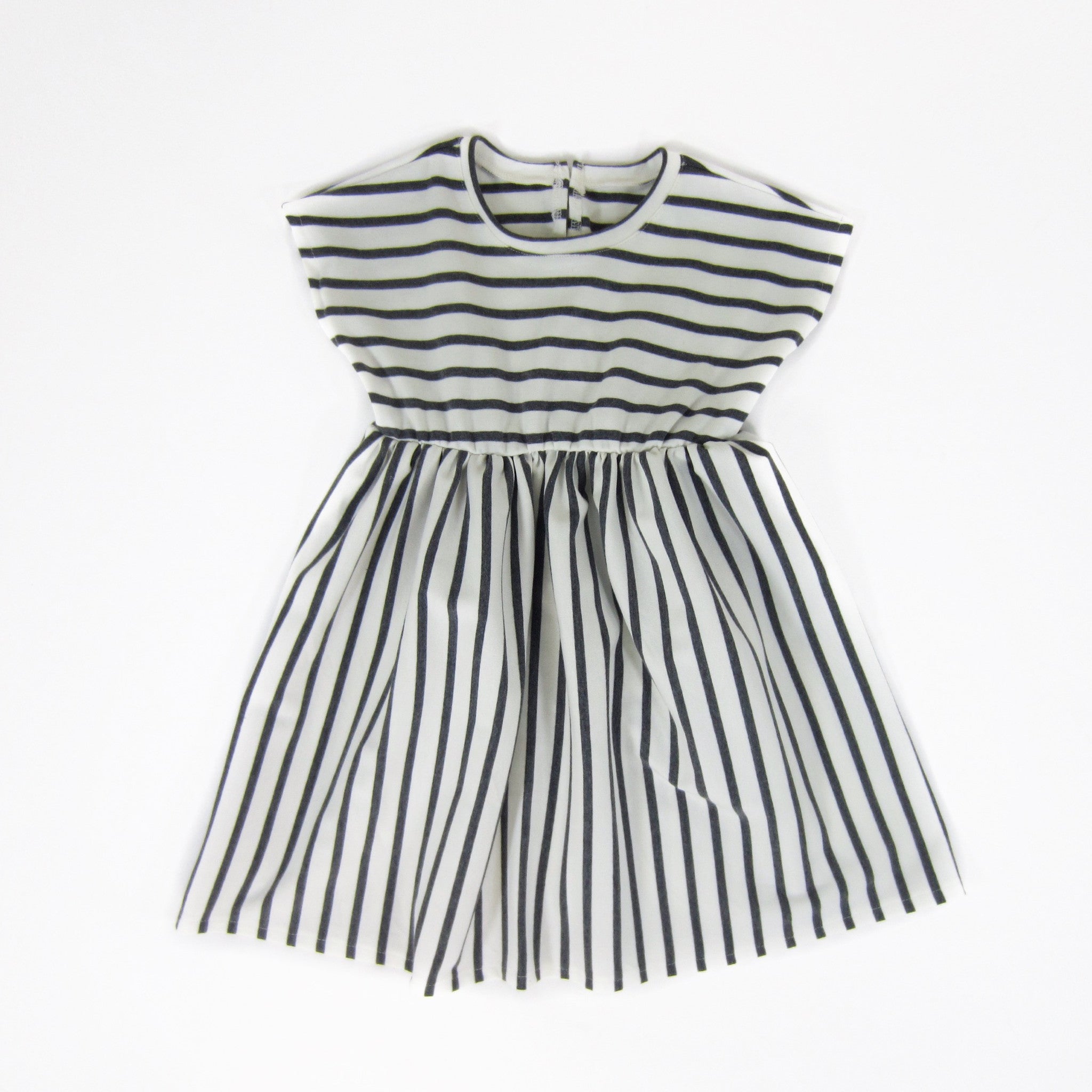 grey white striped dress