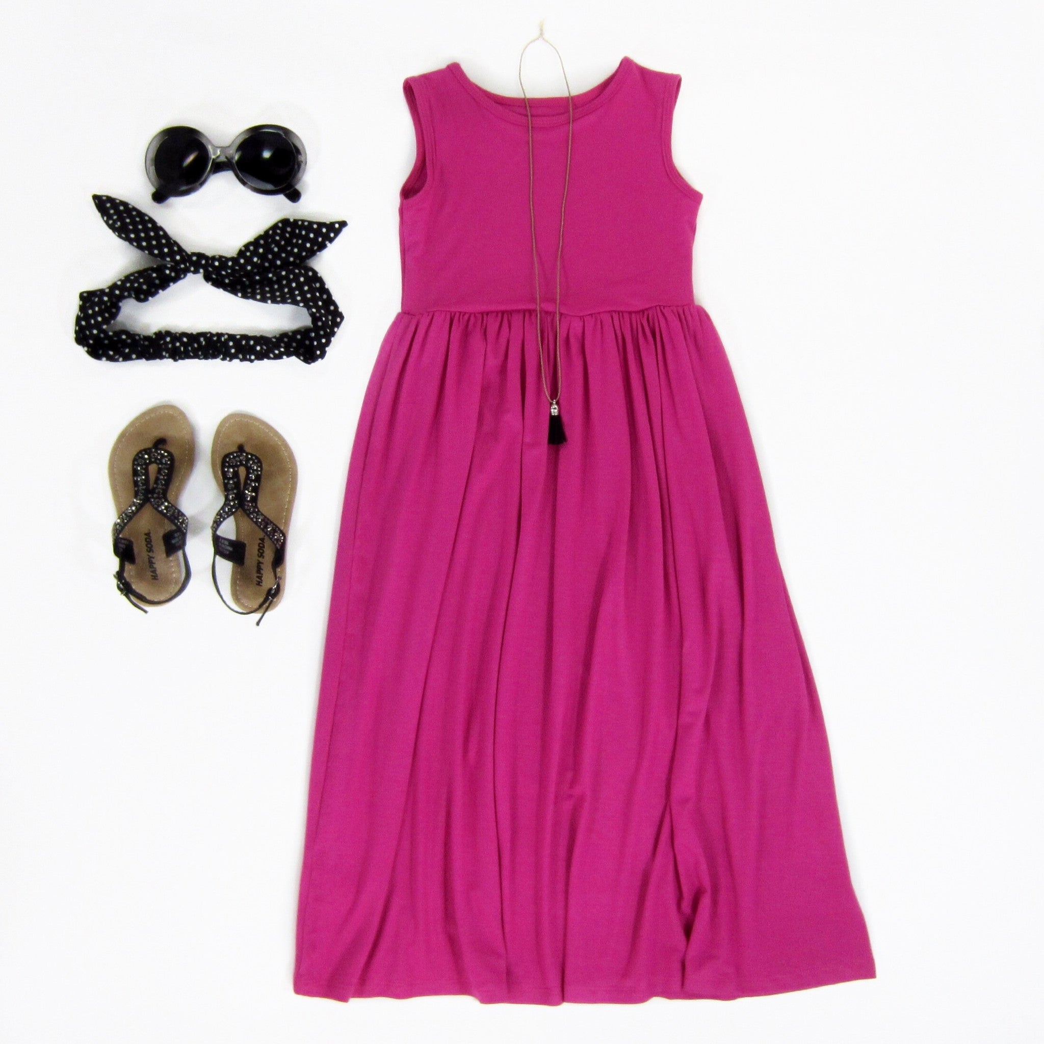 pink sleeveless maxi dress