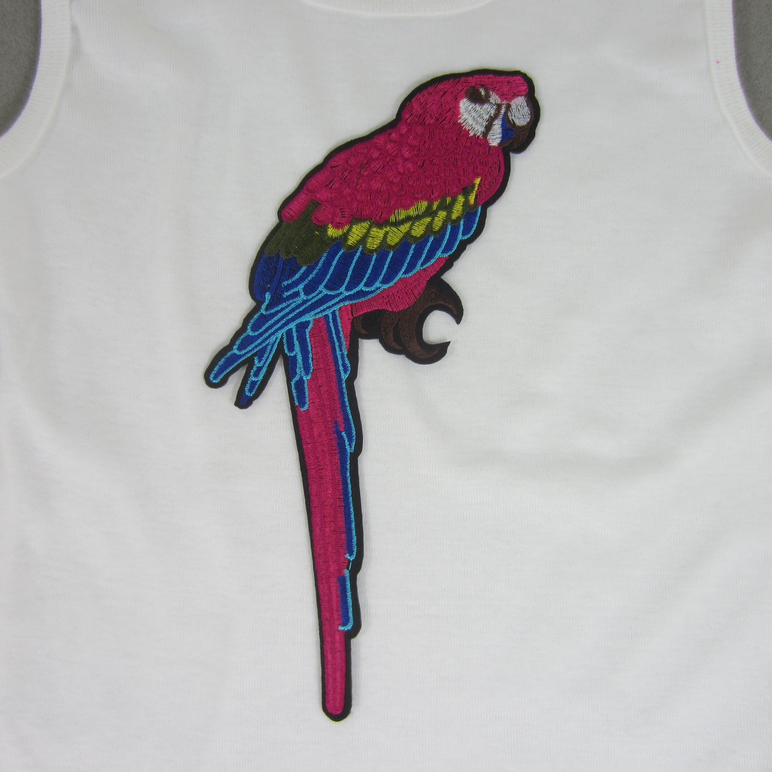 Girls White Parrot Tank Top