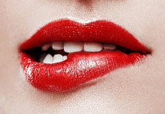 The Woman  Bites Her Red Lips