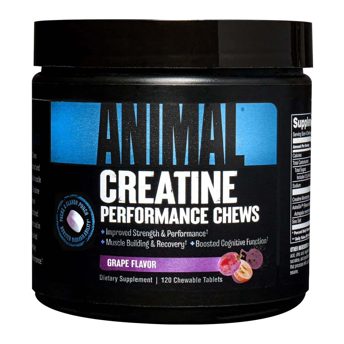 Universal Nutrition Animal Creatine Grape 120 Chewable Tablets