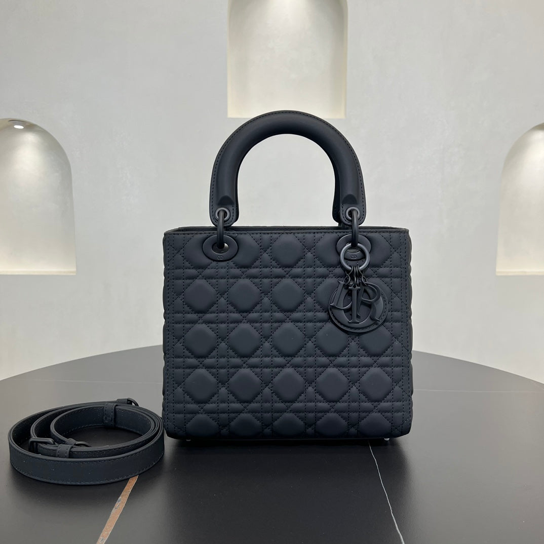24cm daifei 5 grid sheepskin black button handbag bag 278050
