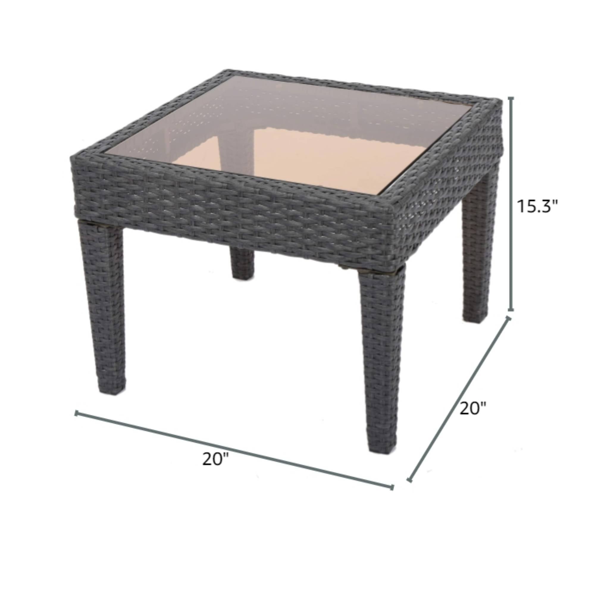 Outdoor Accent Table with Square Glass Top in Brown Multi - Nebulosity