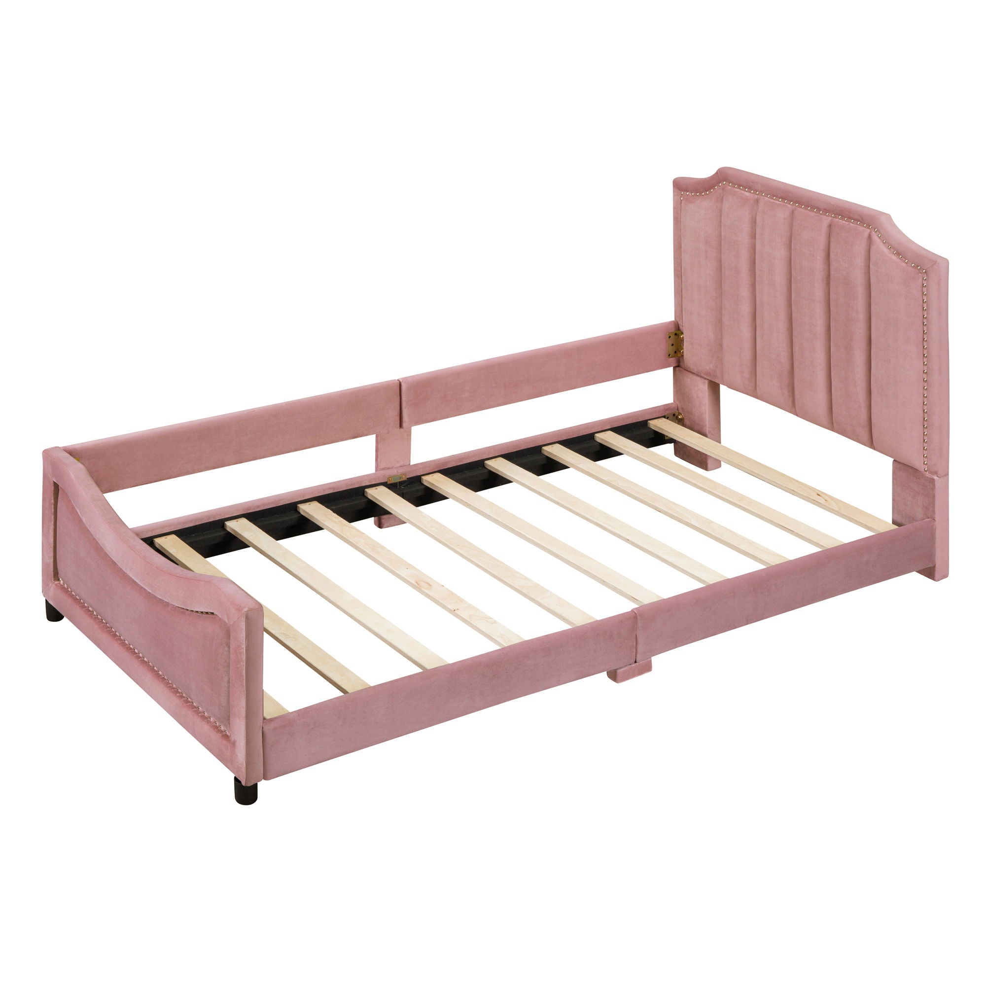 Daybed with Upholstery and a Classic Stripe - Shaped Headboard