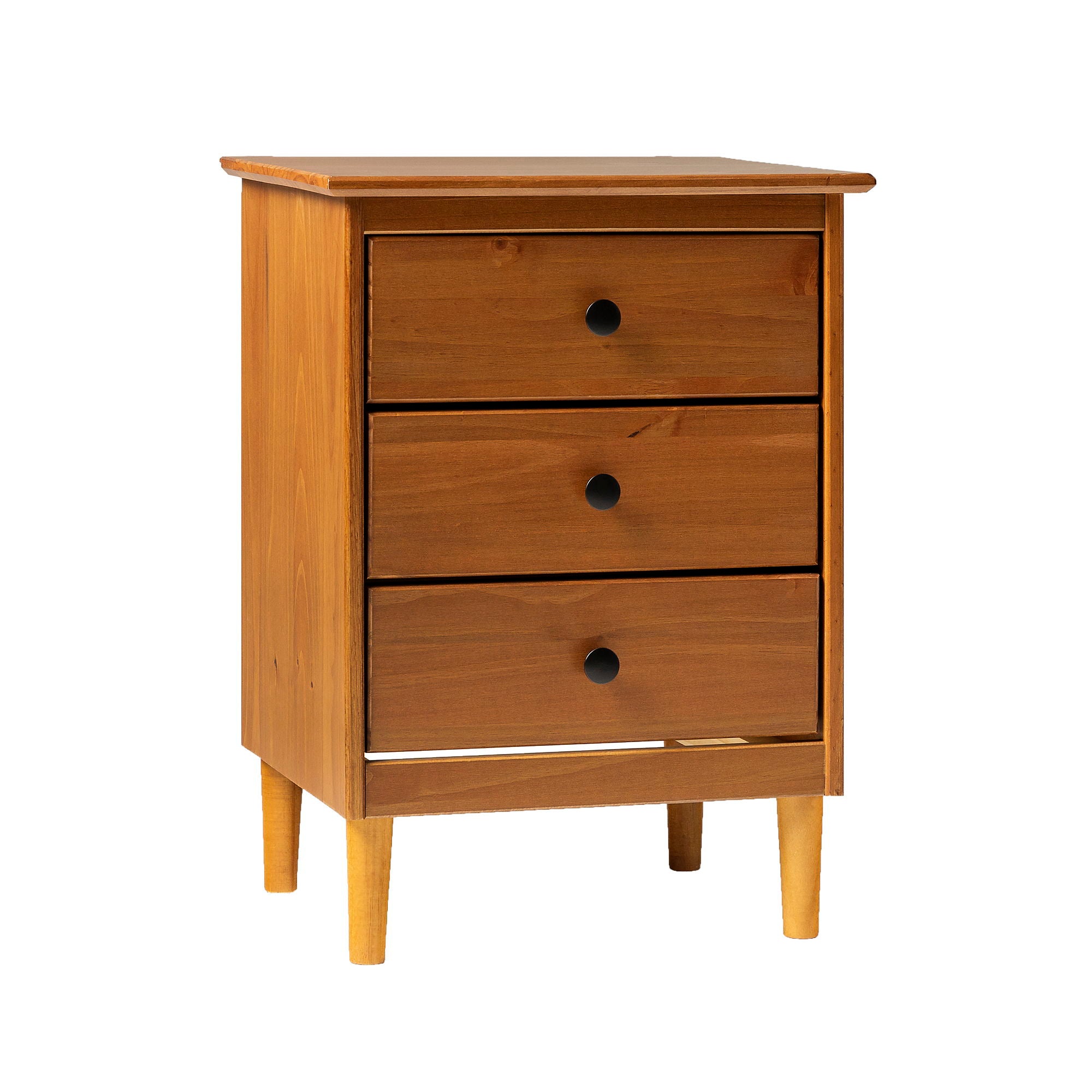 Solid Wood Nightstand with 3 Drawers in Classic Style