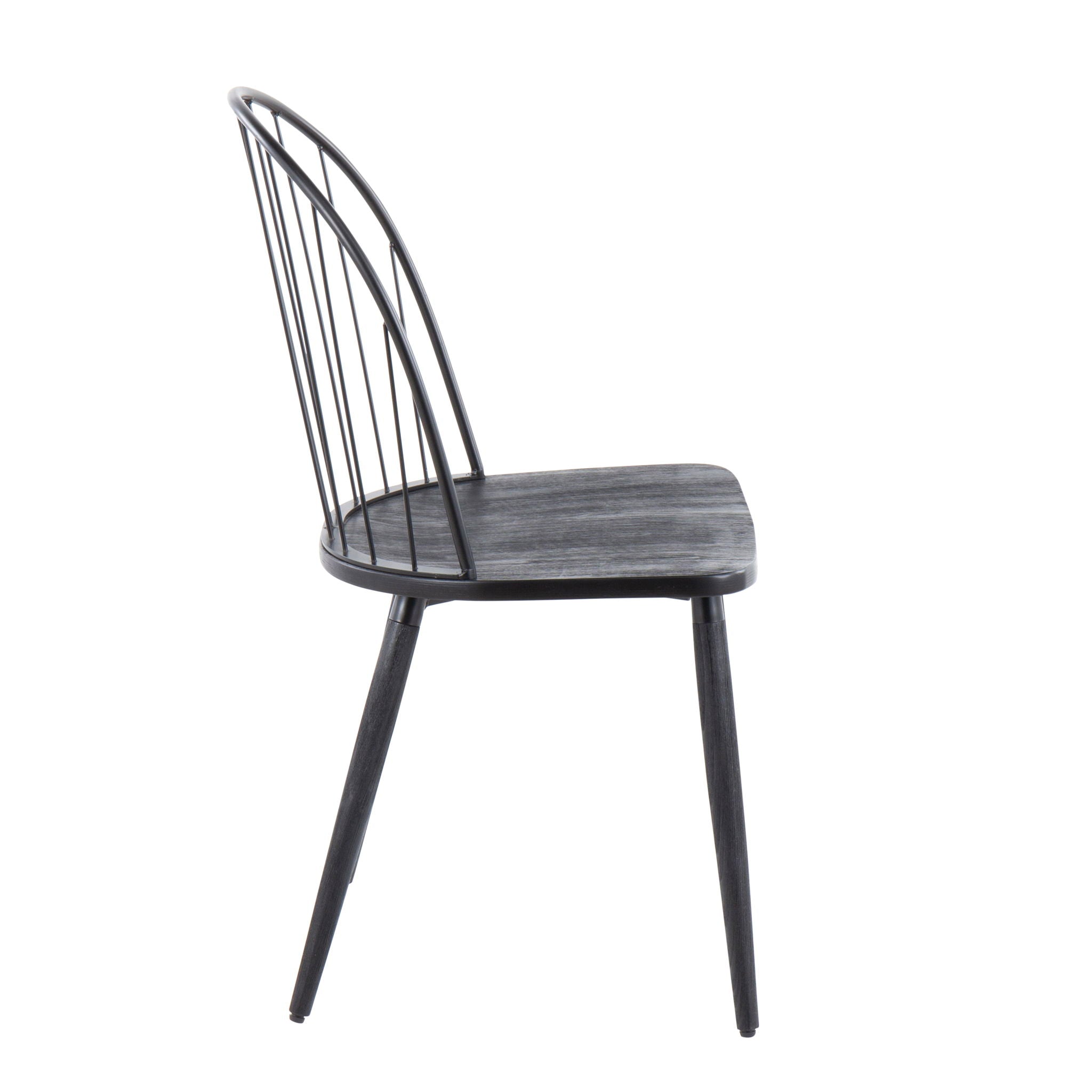 Set of 2 Industrial Black High Back Armless Chairs by Riley