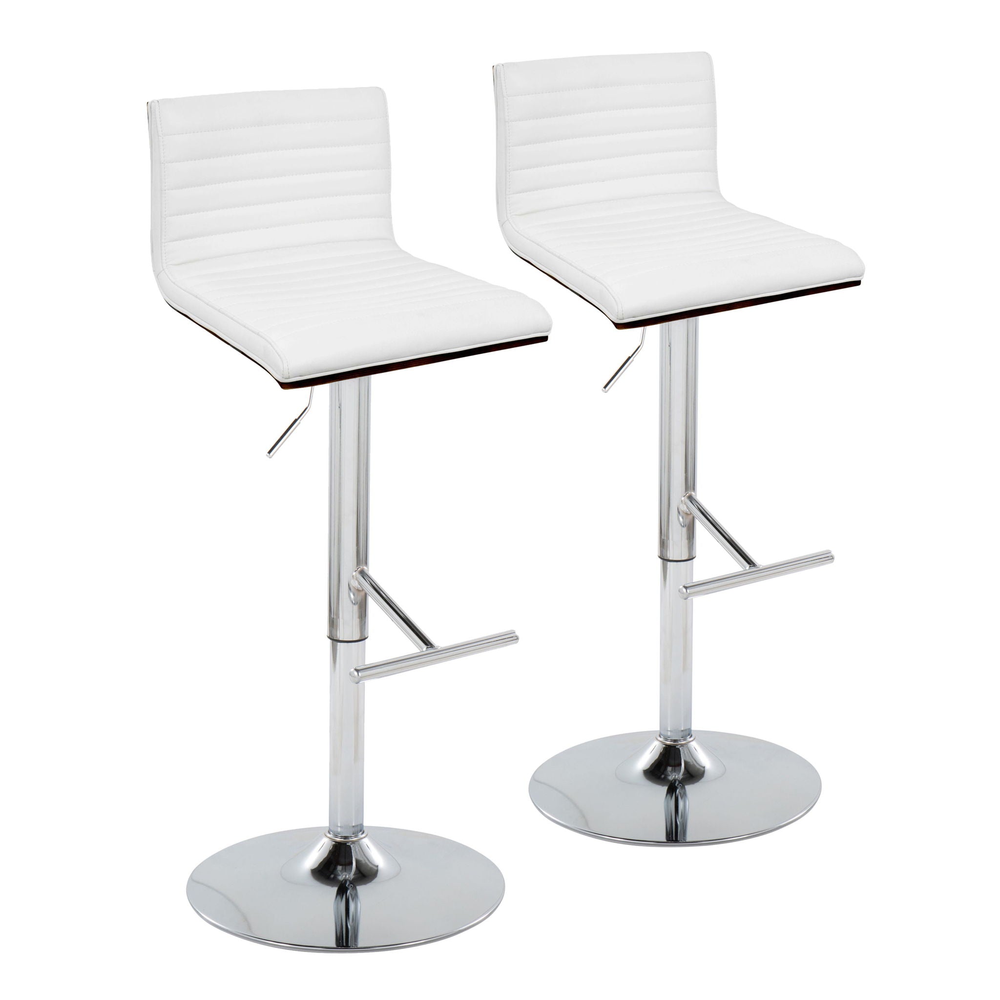 Contemporary Adjustable Barstools with Swivel Function and Straight T Footrest - Set of 2 (Mason)