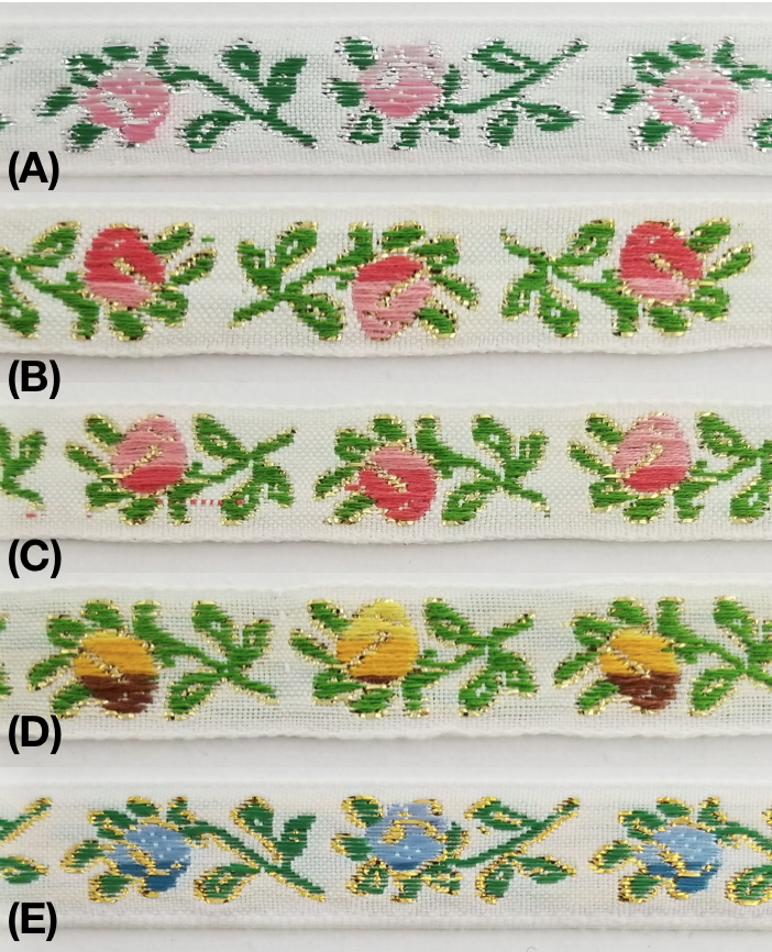 1/2" Jacquard Woven Floral Ribbon Trim with Metallic - 15 Continuous Yards