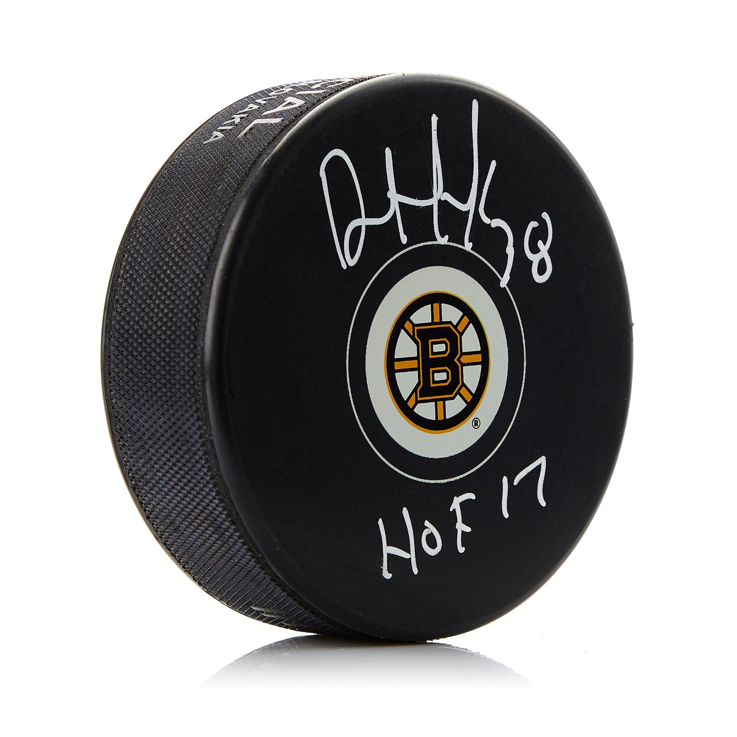  Dave Andreychuk Boston Bruins Autographed Hockey Puck with HOF Note 