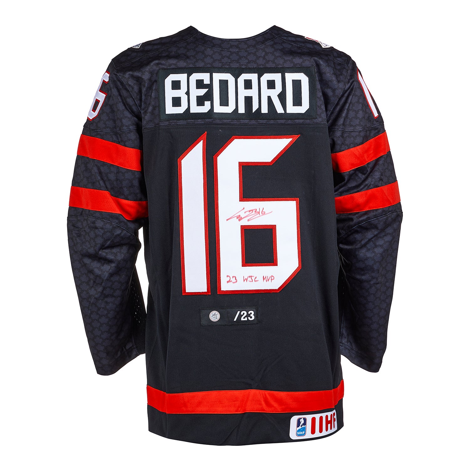 Connor Bedard Team Canada Signed & Inscribed '2023 WJC MVP' Nike Jersey /23 - AJ Sports product image