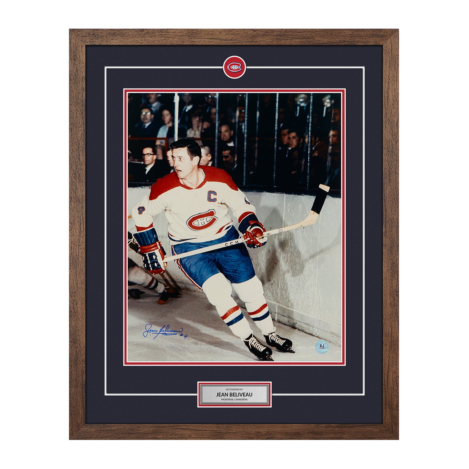  Jean Beliveau Montreal Canadiens Signed Action 26x32 Frame 