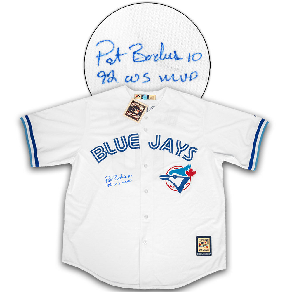 Pat Borders (BLUE JAYS) Signed White Custom Baseball Jersey w/92