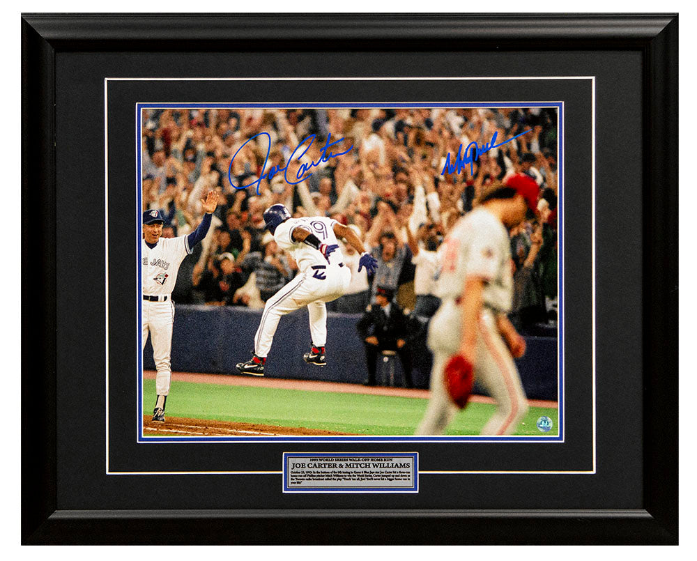  Joe Carter & Mitch Williams Dual Signed 1993 World Series Home Run 26x32 Frame 