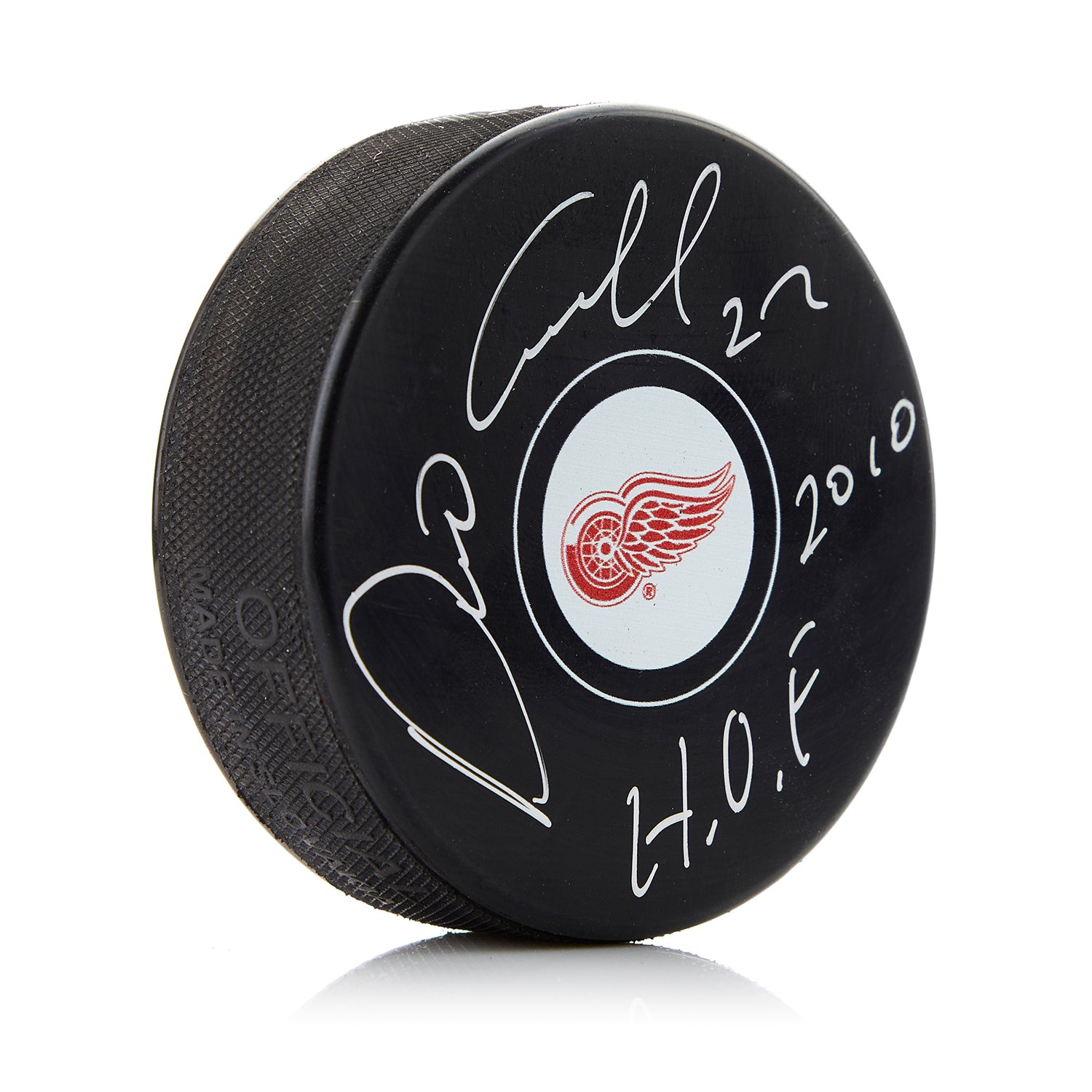  Dino Ciccarelli Detroit Red Wings Autographed Hockey Puck with HOF Note 